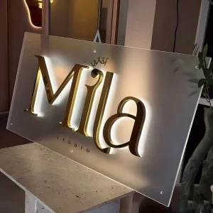 Backlit Letters LED Sign Custom Gold Metal Advertising Office Logo Signboard Indoor LED Letter Sign Outdoor Wall Signage