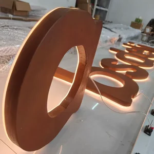 Backlit Rusty Metal Letters A Z 0 9 Rustic Corten Steel Metal 3D Sign Logo