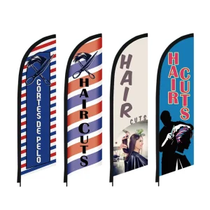Barber Swooper Beach Banner Custom Printed Polyester Aluminum Flagpole No Pole Outdoor Men’s Salon Promotion Barber Shop Flag