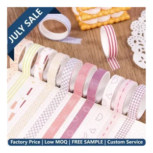 Basic Single Sided Waterproof Washi Paper Tape for Planners Journals Macaron Solid Colors Vintage Style Designs