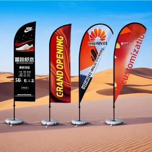 Beach Advertising Teardrop Shaped Double Sided Water Filled Outdoor Street Flag Glass Fiber Flagpole Polyester Material Colorful