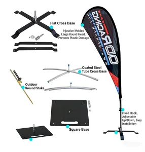 Beach Flag Accessory Kit with Cross Base Ground Stake Water Bag Teardrop Flag Stand Aluminium Flagpole Polyester Material