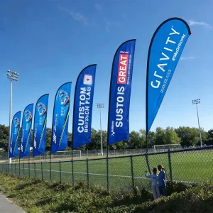 Beach Flag Corporate Outdoor Team Building Waterproof Foldable Pennant Polyester Custom Company Logo Group Activities