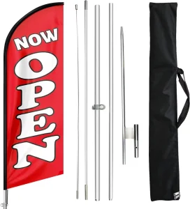 Beach Flag Pole Now Open Flag With Pole And Ground Stake Now Open Advertising Feather Banner Sign For Businesses