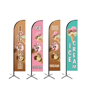 Beach Flying Banner 2x8ft Double sided Printing Fresh Colors Ice Cream Flag Advertising Flags Custom Logo Feather Flag