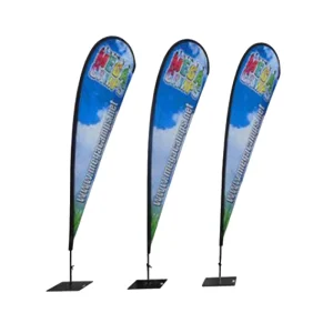 Beach Pennant Feather Double Sided Custom Logo Waterproof Durable Aluminum Alloy Outdoor Advertising Flying Polyester