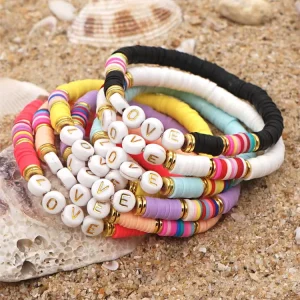 Beaded Bracelets with Letters Diy Letter Bead and Clay Tablet Bead Bracelet Women
