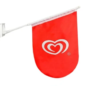 Beckon Custom Personalized Design Ice Cream Shops Polyester Pennant Wall Flags with Plastic Pole for Outdoor Display