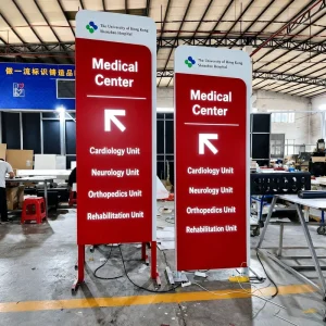 Bespoke Hospital Medical Center Wayfinding Signage System LED Illuminated Directional Pylon Sign Advertising Light Box