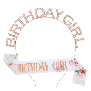 Birthday Girl Party Sash Rose Gold Letters Belt Silk Ribbon Parties Decorations Birthday Girl Party Sash
