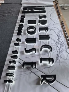 Black 304 Stainless Steel Painted Backlit Letters Custom Outdoor Signage Solutions