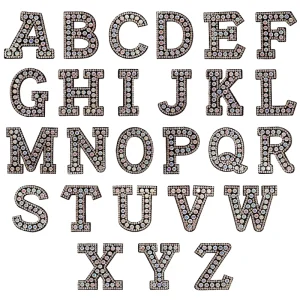 Black 3D Beaded Letter Patches Eco Friendly Self adhesive Non woven Felt Rhinestone DIY Accessories Clothing Garments 2 Inch Hot