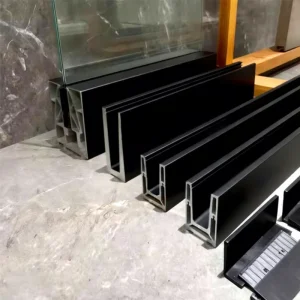 Black Aluminum U Channel Railing Profile Outdoor Tempered Glass Frameless Glass Railing for Balcony Balustrade Deck Handrail