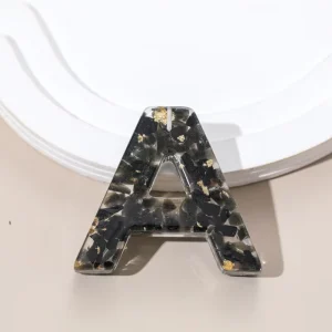 Black English Alphabet Stone Letter Handmade Crystal Resin Epoxy DIY Jewelry Holiday Bag Pendant Accessories Gift for Women