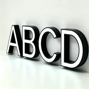 Black Frame 3D LED Lighted Acrylic Letters for Business and Restaurant Use