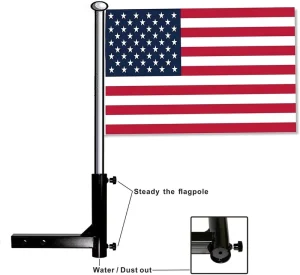 Black Heavy Duty Metal Trailer Hook Customizable Single Flag Pole Bracket for Car Bumper Car Tent Body Kits
