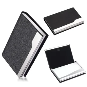 Black ID Passport Storage Custom Logo Silk Screen Printed High Quality Business Gift Aluminum Business Card Holder Card Box 40mm