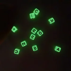 Black Letters Glowing Acrylic Letter Beads 5mm for Jewelry