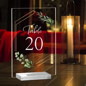 Blank Acrylic Table Numbers With Stand Custom Sign Clear or Frosted Wedding Table Number