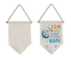 Blank Cotton Linen Banner Custom Sublimation Advertising Flags Decoration Hanging Pennants