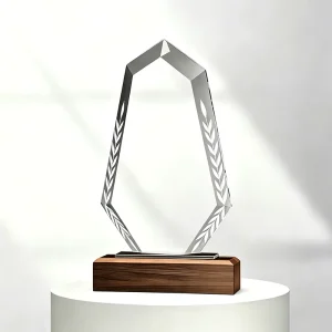 Blank Wooden Base Crystal Shield Wheat Trophy School Knowledge Competition Academic Honor Trophy Award Souvenirs