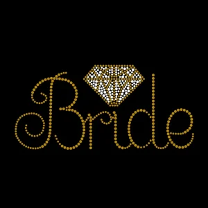 Bling Bride Letter Design Rhinestone Transfer for Shirt Custom Glass Rhinestones Flat Back Hotfix