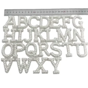 Bling Crystal Alphabet 4.6cm Pearl Letters Rhinestone Letter Patch Iron on Letters Patches