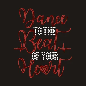 Bling Crystal Glass Stretch Rhinestone Hot Fix with Dance Letter Design for Garment Accessories