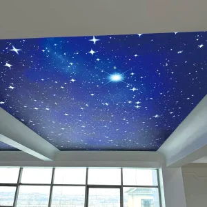 Blue Sky White Cloud LED Stretch Ceiling Light Box Soft Film Ceiling Advertising Light Box Custom Size Stretch Ceiling