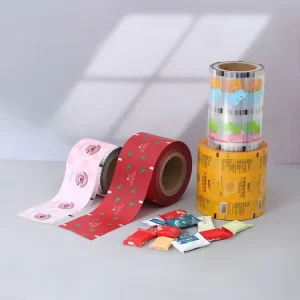 Blue Soft Food Grade Moisture Proof Glossy Printed Packaging Film Roll with Custom Logo for Cookie Snack Chocolate Sugar