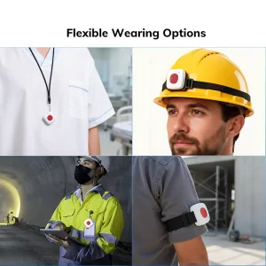 Bluetooth SOS Panic Button Necklace Emergency iBeacon Wristband Beacon for Hotel Staff Security Guards and Workforce Safety
