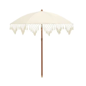 Boho Fringe Tassel Beach Parasol Outdoor Sun Umbrella Advertising Big Umbrella for Beach Garden Courtyard Street Vendor Stall