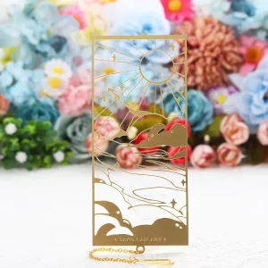 Bookmarks Custom Gold Plated Hollow Metal Zinc Alloy Bookmark Logo Letter Bookmarks for Book with Chain