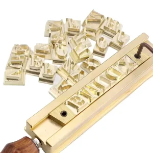 Brass Interchangeable Hot Stamping Letter Symbol Set for Leather Branding Copper Type Combinable Brass Fonts for Manual Hot Foil Stamping Machine