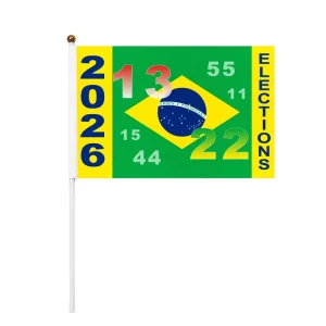 Brazil Public Campaign Mini Handheld Flag Custom Bulk Production Fast Shipping Low MOQ Event Decor Factory