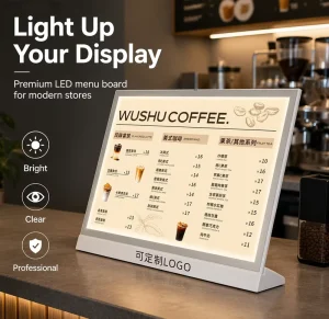 Bright A3 A4 Acrylic LED Light Box Ultra Thin Backlit Board Boba Milk Tea Restaurant Menu Price List Custom Advertising Sign