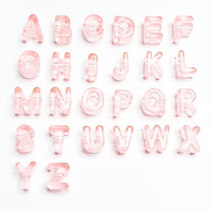 Bright Clear Letter Acrylic Lucite Shape Irregular Candy Tones Bulk for DIY Bracelet Pen Keychain Custom Name Jewelry