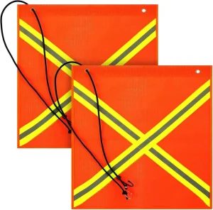 Bright Orange Safety Signal Flag Reflective Strip Weather Proof Warning Flag for Boat Car Truck