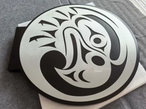 Brushed Etched Stainless Steel Monument Sign Black Ink Infilled High Contrast Custom Logo Eco Friendly Indoor Outdoor