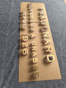 Brushed Finish 3mm Titanium Stainless Letters on 38mm Thick Acrylic Substrate Striking Visual Combo for Chain Store