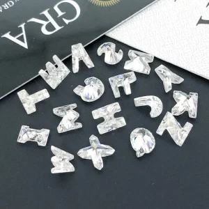 Bulk A Z Moissanite Stone Letter Fancy Cut Fat Faceted Back White Vvs Mossanite Diamond Loose Gemstones Gra Certified