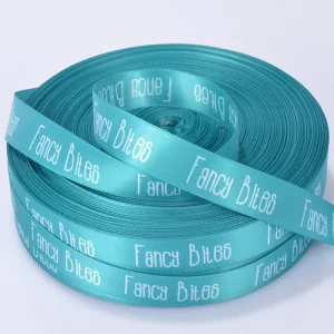 Bulk Order Promotional Festival Double Faced Blue Sublimation Satin Ribbon with Custom Logo
