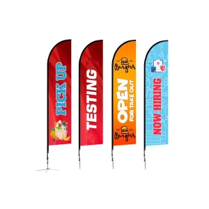 Bulk Price Custom Thermal Transfer Printed Flying Hanging Style Eco Friendly Polyester Feather Beach Flag Pennant Waterproof