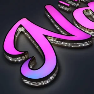 Business Logo Sign Outdoor Advertising Illuminated Steel Led Channel Letter Sign 3d Led Perforated Front lit Letter Sign