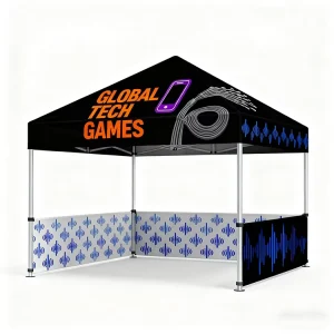 CMYK Outdoor Advertising Pop Up Canopy Tent Custom Logo With Aluminum Frame Printed Trade Show Folding Tent
