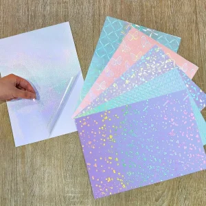 Card Photo Hologram Paper Tear Resistant Holographic BOPP Cold Laminate Film Self Adhesive Overlay Lamination Film for Stickers