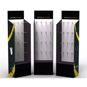 Cardboard Hook Display Stand Custom Printed Corrugated Paper Floor Display Rack for Retail Accessories
