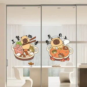 Cartoon Capybara Removable Static Clings Window Stickers Custom Shape Reusable Transparent Window Cling Decal Sticker