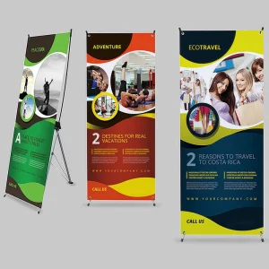China Factory Price Curved Polyester Roll up Banner Aluminum Alloy 80X180 cm Portable X Stand Pull-Up Banner