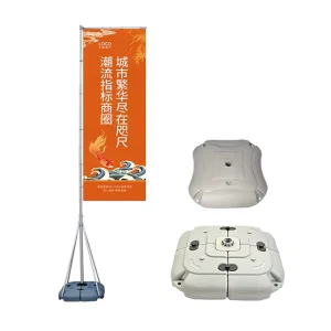 China Manufacturer Strong Aluminum Flagpole Plastic Water Tank Banners Custom Mondo Flag